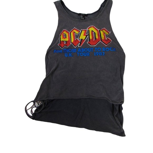 Forever 21*ACDC For Those About to Rock UK Tour 1982*Tank Top*  L Gray - Picture 5 of 8